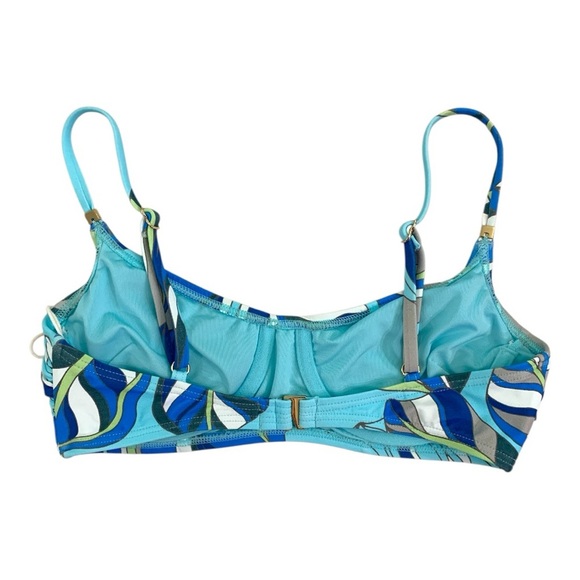 BEACH HOUSE SPF 50 Blue and Green Leaf Print Bikini Top - Picture 2 of 6